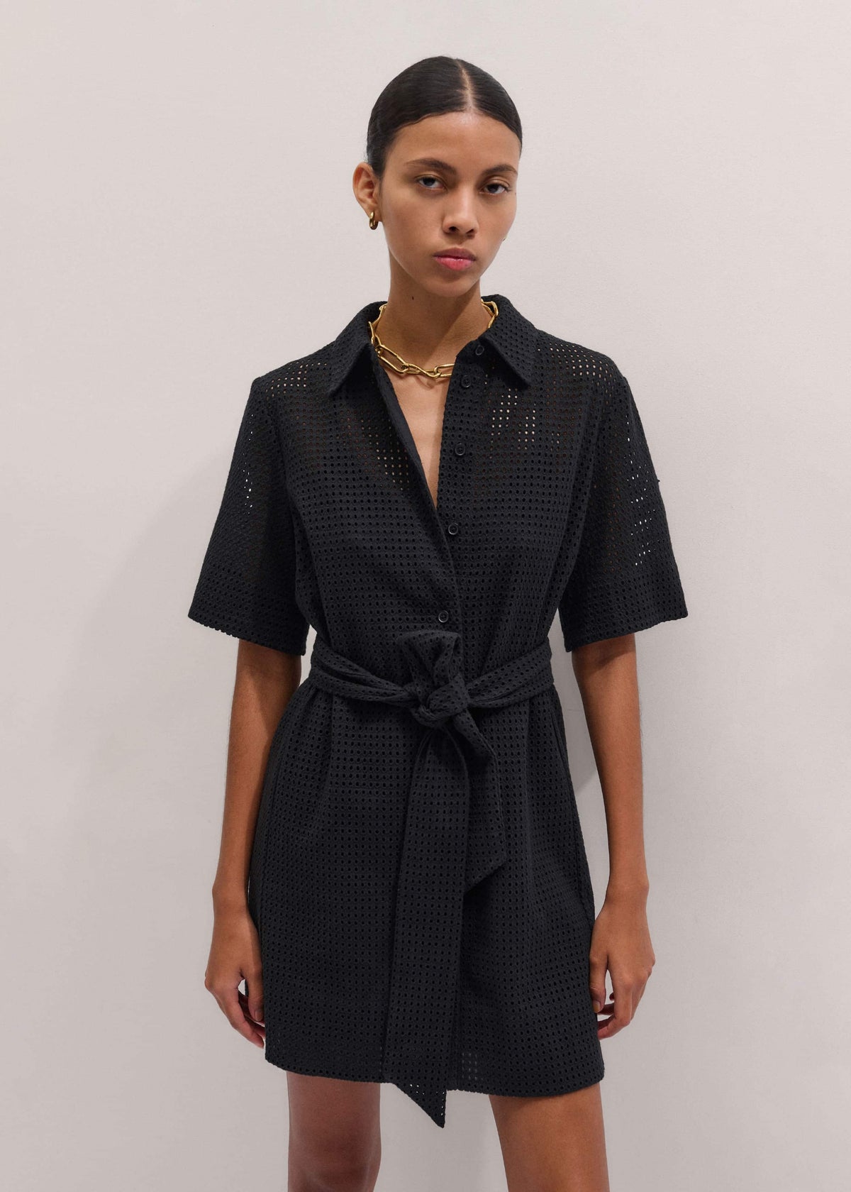 ME+EM Black Broderie Anglaise Short Dress