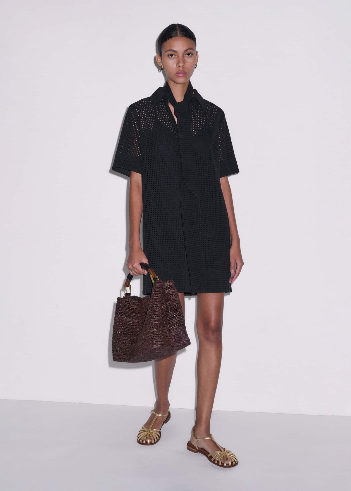 ME+EM Black Broderie Anglaise Short Dress