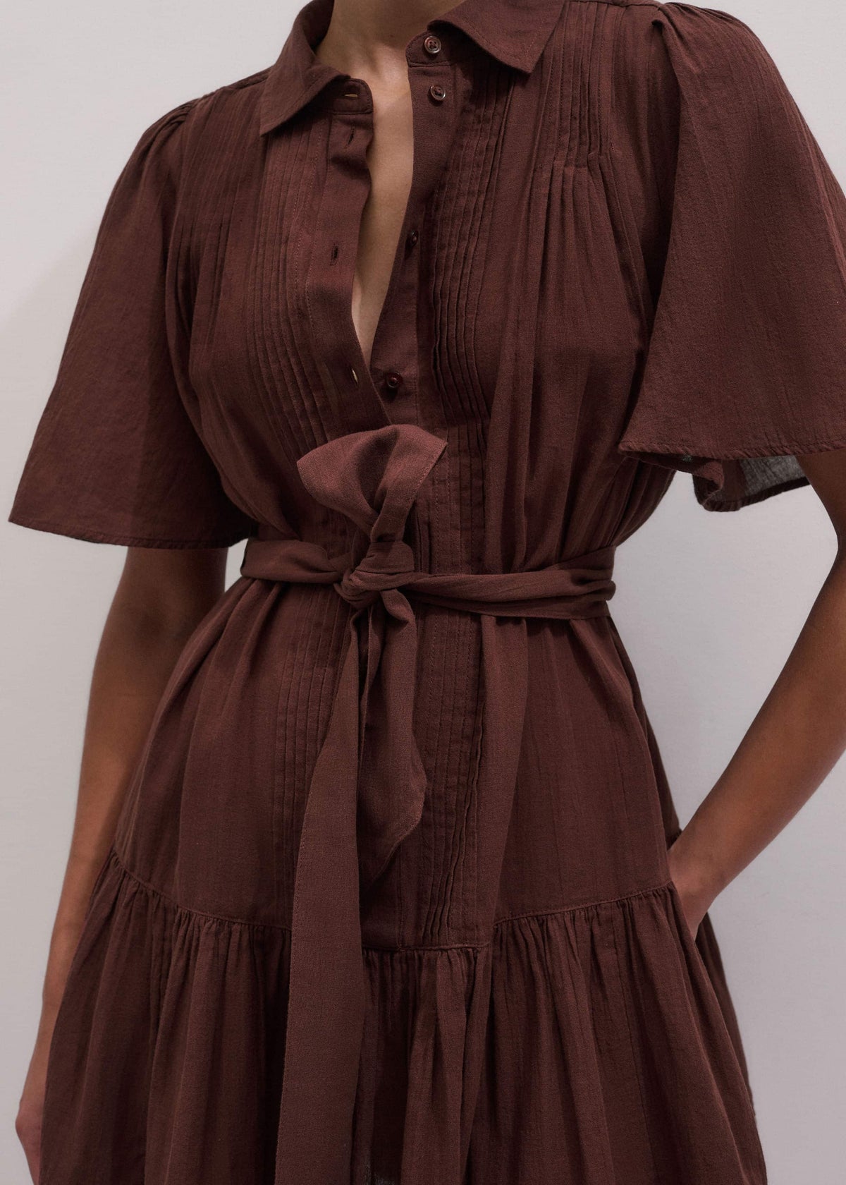 ME+EM Cinnamon Brown Mini Swing Dress