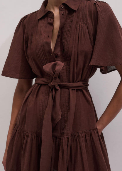 ME+EM Cinnamon Brown Mini Swing Dress