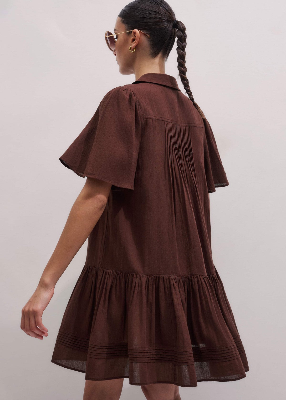 ME+EM Cinnamon Brown Mini Swing Dress