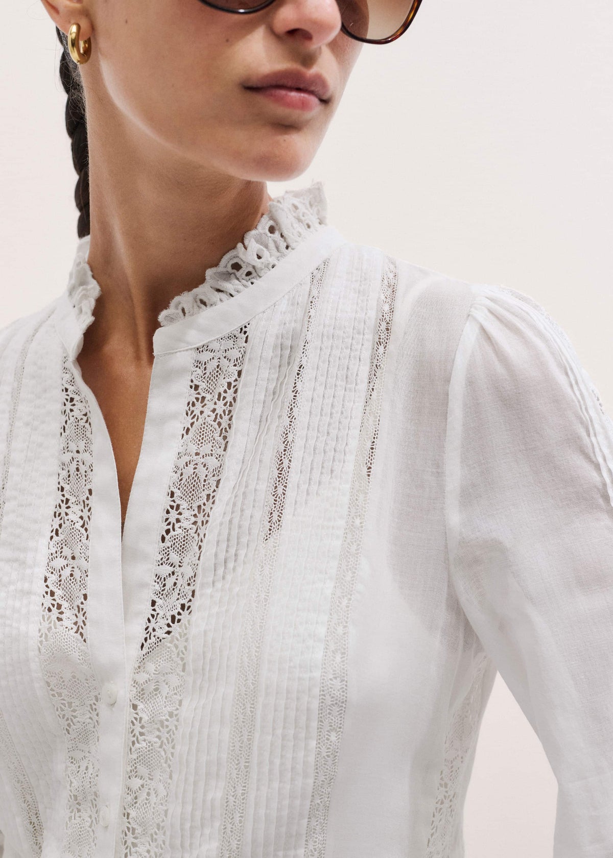 ME+EM White Lace Trim Short Dress