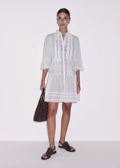 ME+EM White Lace Trim Short Dress