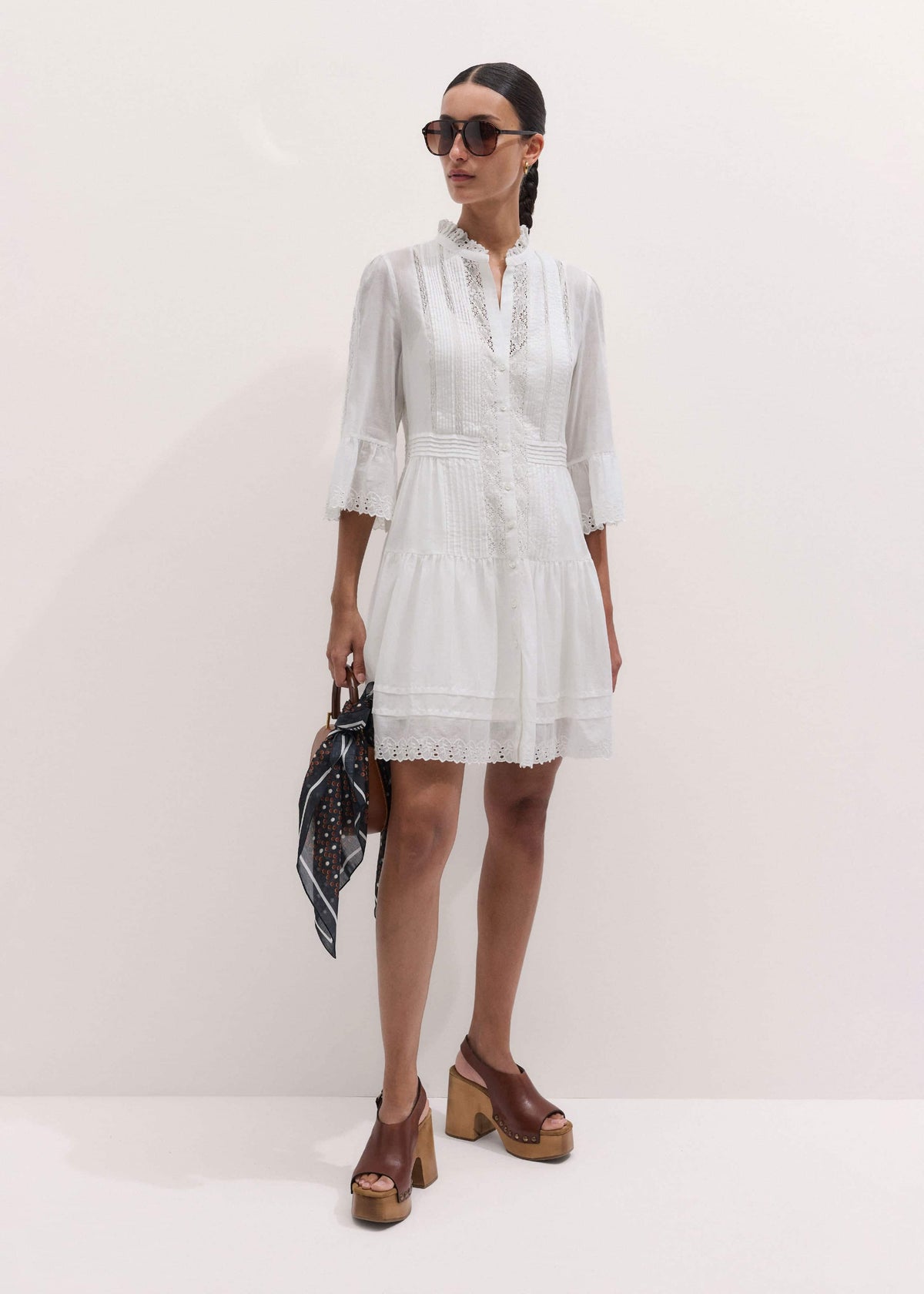 ME+EM White Lace Trim Short Dress