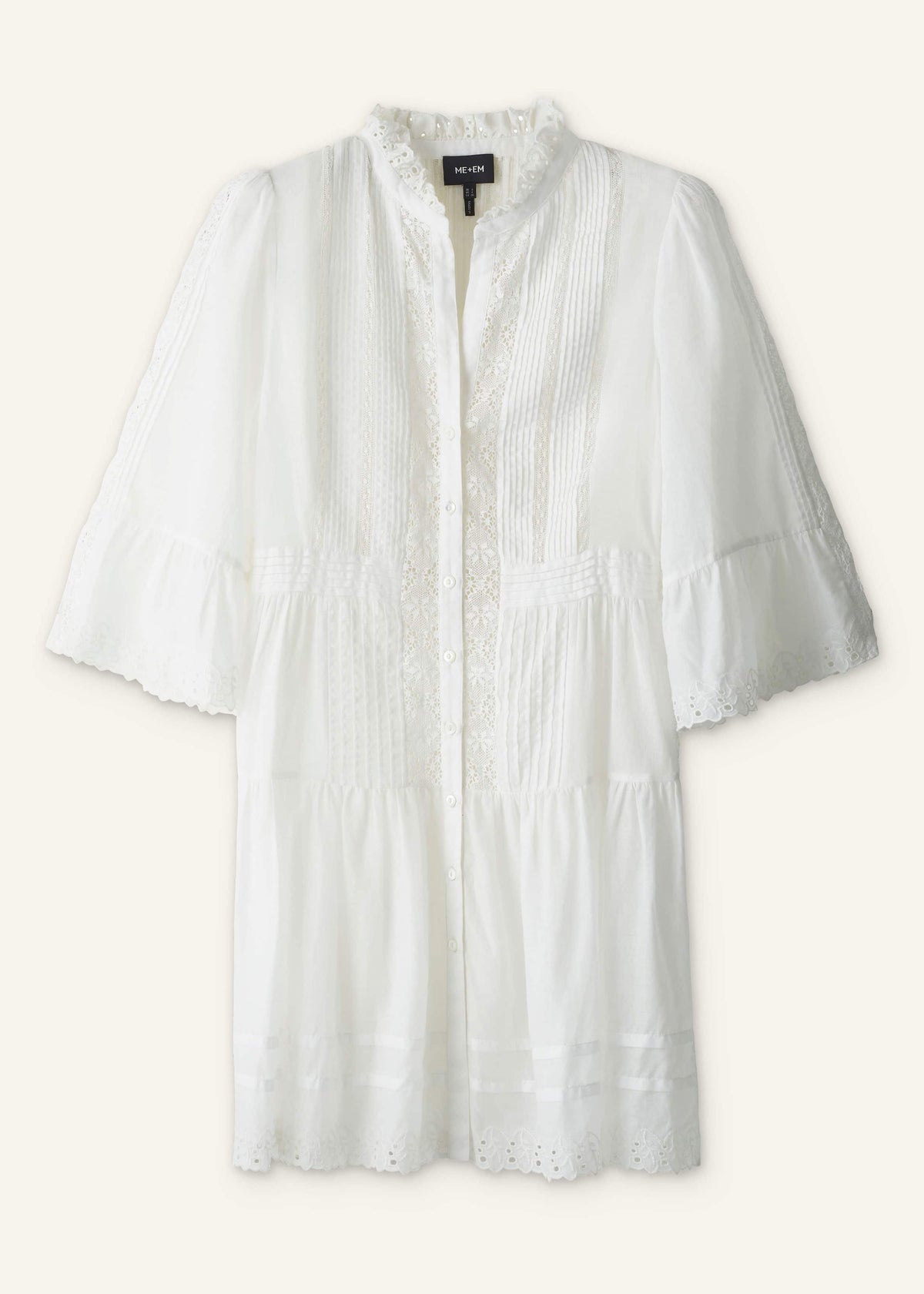 ME+EM White Lace Trim Short Dress