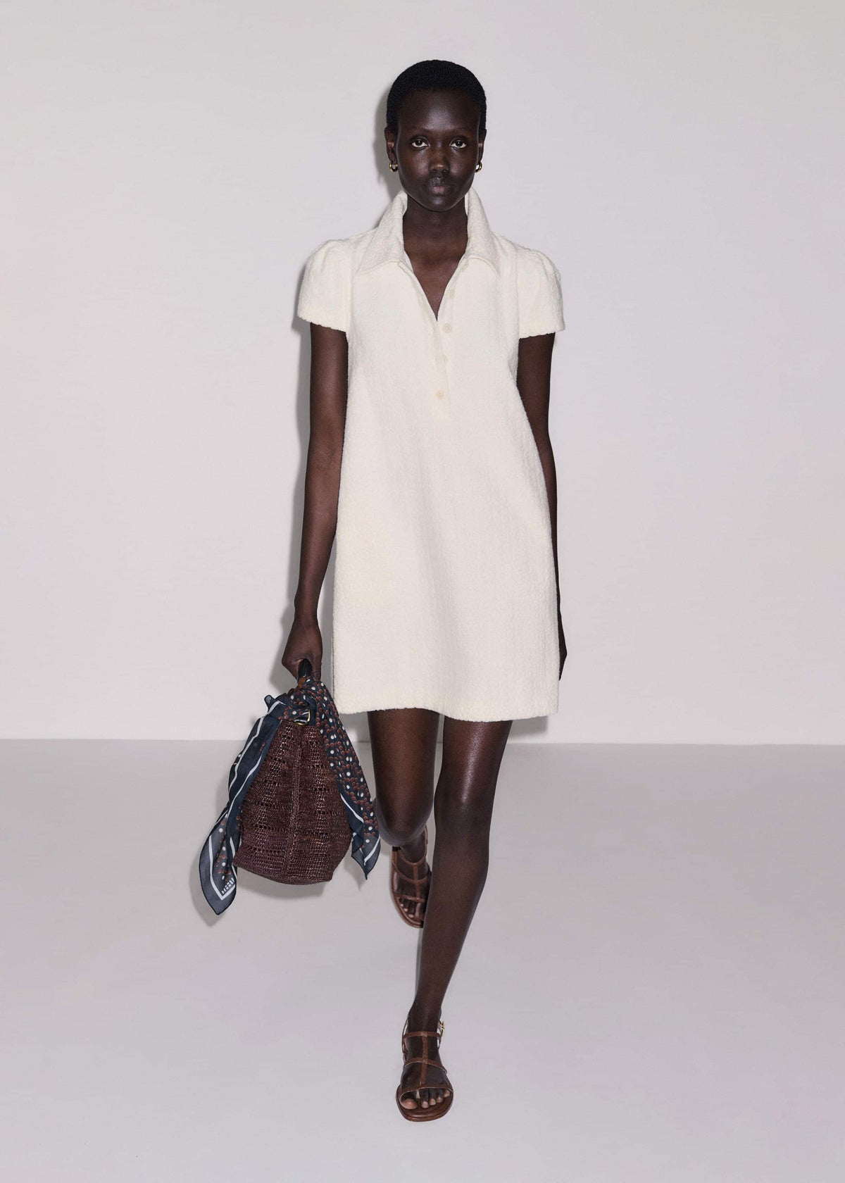 ME+EM Cream Jacquard Short Swing Dress