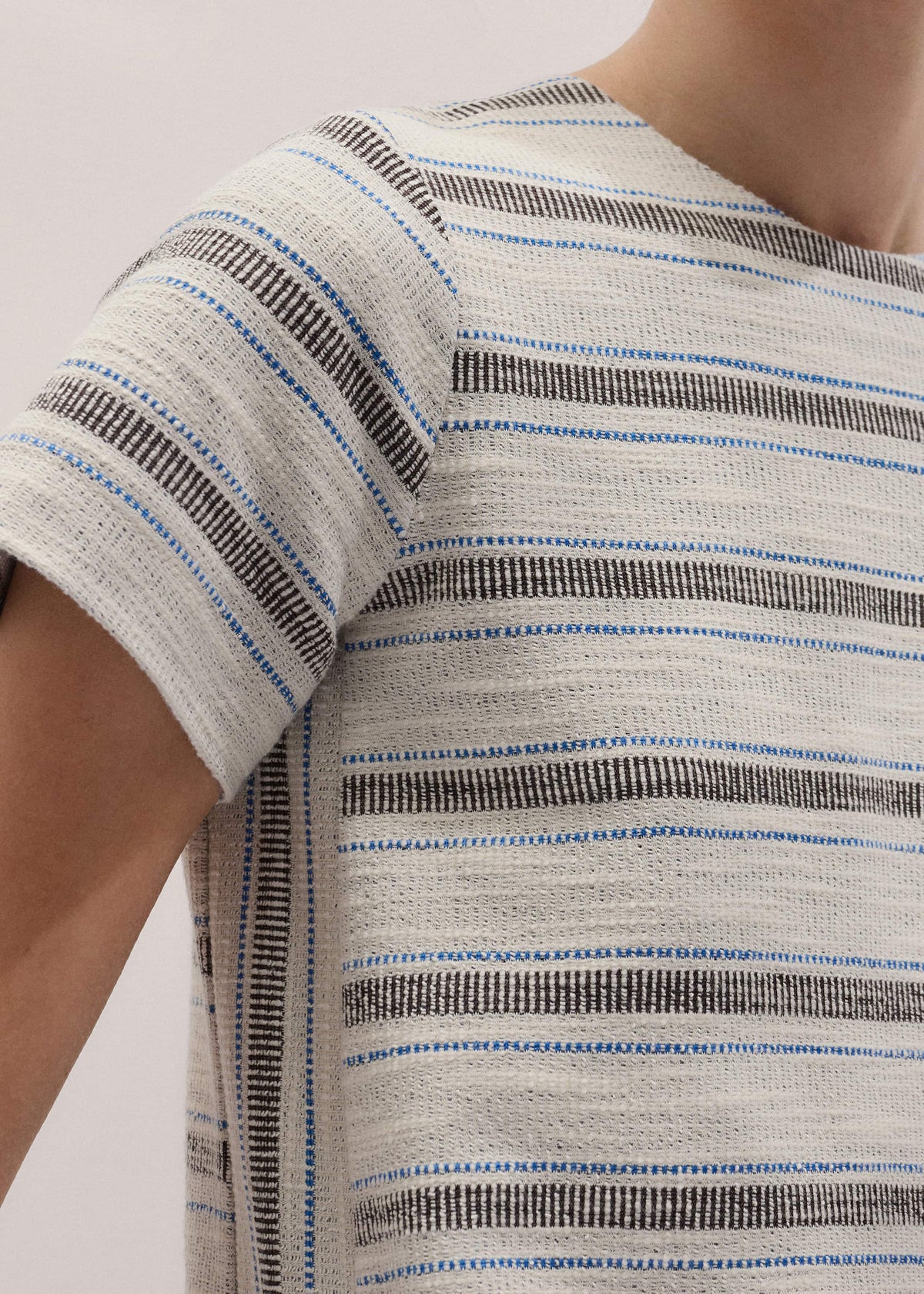 ME+EM Cream Striped A-Line Mini Dress