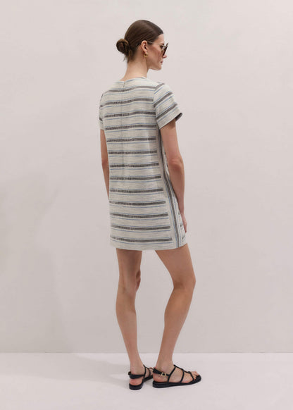 ME+EM Cream Striped A-Line Mini Dress