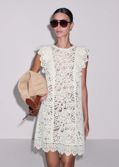 ME+EM Cream Lace Layer Mini Dress