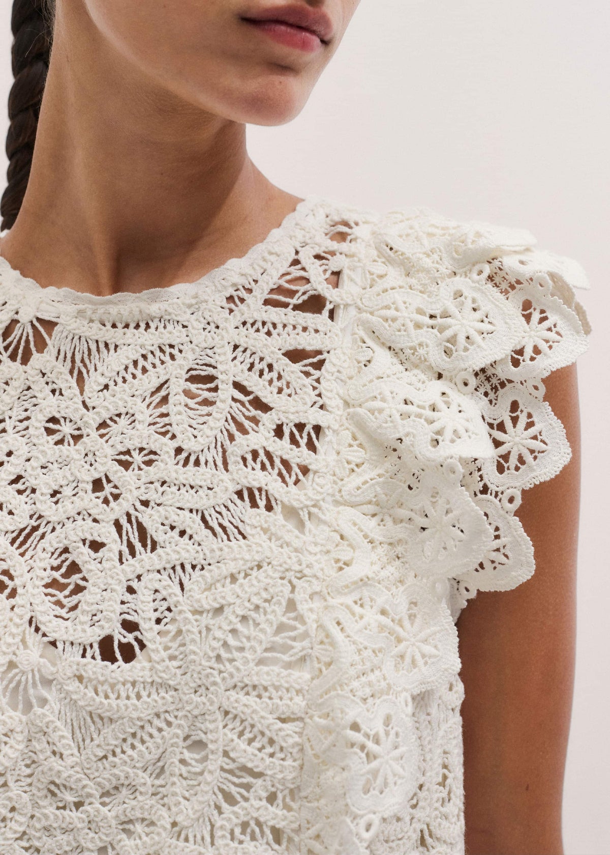 ME+EM Cream Lace Layer Mini Dress