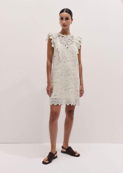 ME+EM Cream Lace Layer Mini Dress