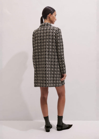 ME+EM ME+EM's Navy Graphic Jacquard Short A-Line Dress is crafted from soft jersey in a graphic blend of colors. Shop now.