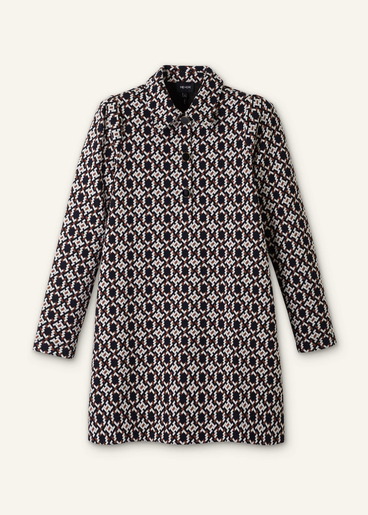 ME+EM ME+EM's Navy Graphic Jacquard Short A-Line Dress is crafted from soft jersey in a graphic blend of colors. Shop now.
