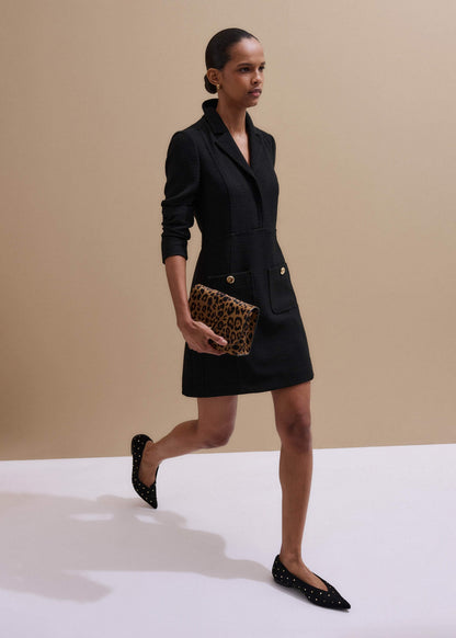ME+EM Black Day-To-Evening Textured Mini Dress