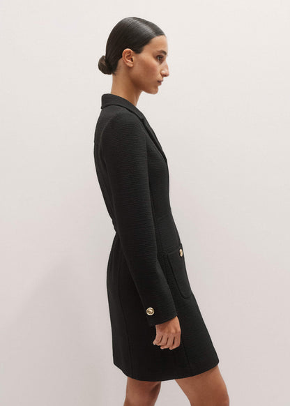 ME+EM Black Day-To-Evening Textured Mini Dress