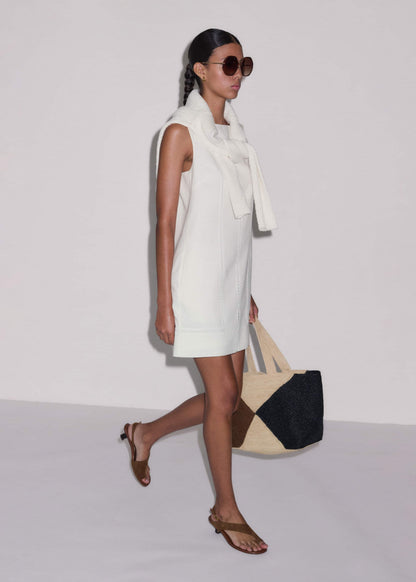 ME+EM White Crease-Less Linen Embroidered Midi Dress