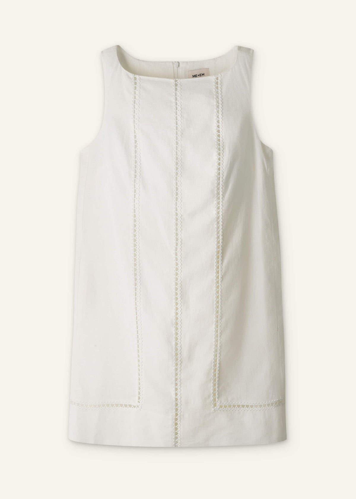 ME+EM White Crease-Less Linen Embroidered Midi Dress