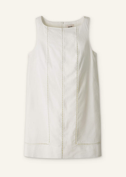 ME+EM White Crease-Less Linen Embroidered Midi Dress