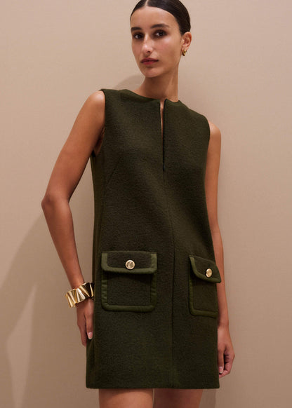 ME+EM Olive Green Shift Mini Dress