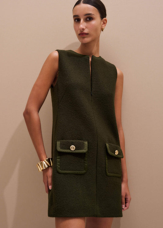ME+EM Olive Green Shift Mini Dress