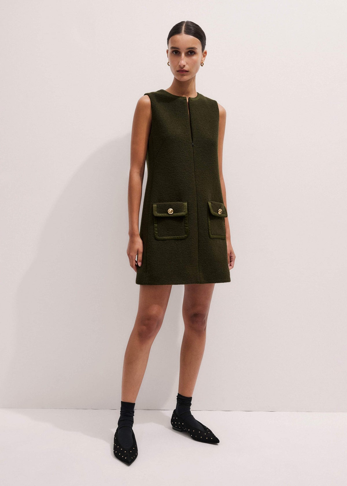 ME+EM Olive Green Shift Mini Dress