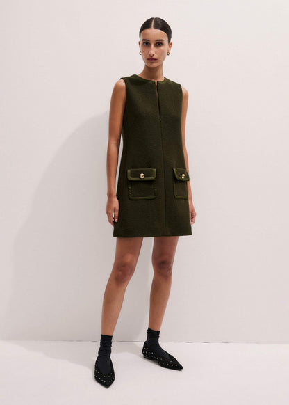 ME+EM Olive Green Shift Mini Dress