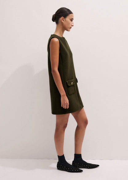 ME+EM Olive Green Shift Mini Dress