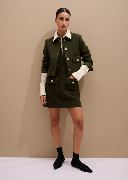 ME+EM Olive Green Shift Mini Dress