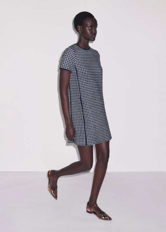 ME+EM Navy Textured Short Sleeve Mini Dress