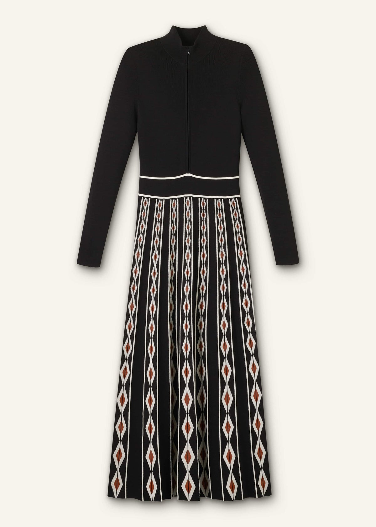 ME+EM Black Jacquard Half Zip Maxi Dress