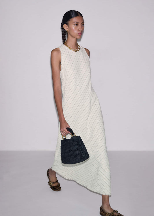 ME+EM Ivory Striped Bias Cut Maxi Dress