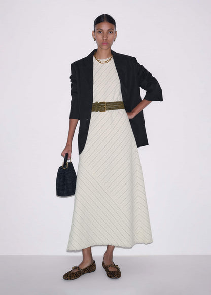 ME+EM Ivory Striped Bias Cut Maxi Dress