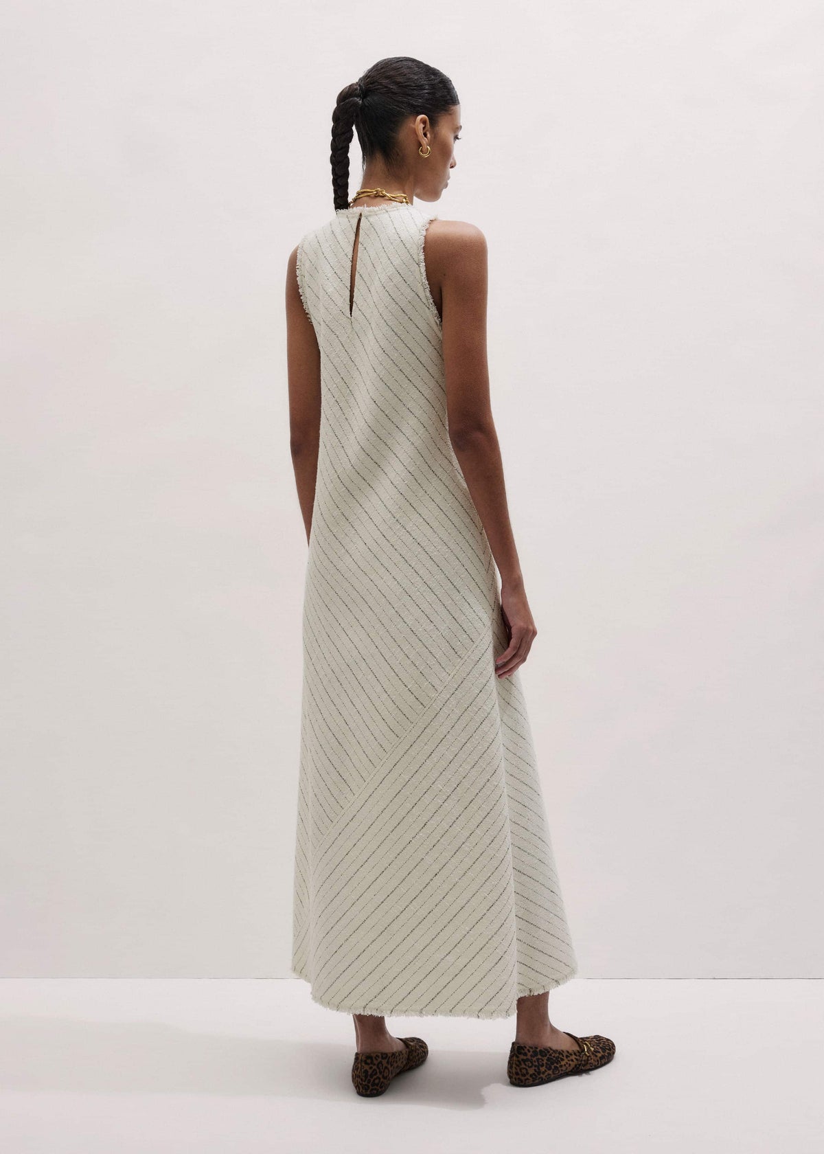 ME+EM Ivory Striped Bias Cut Maxi Dress