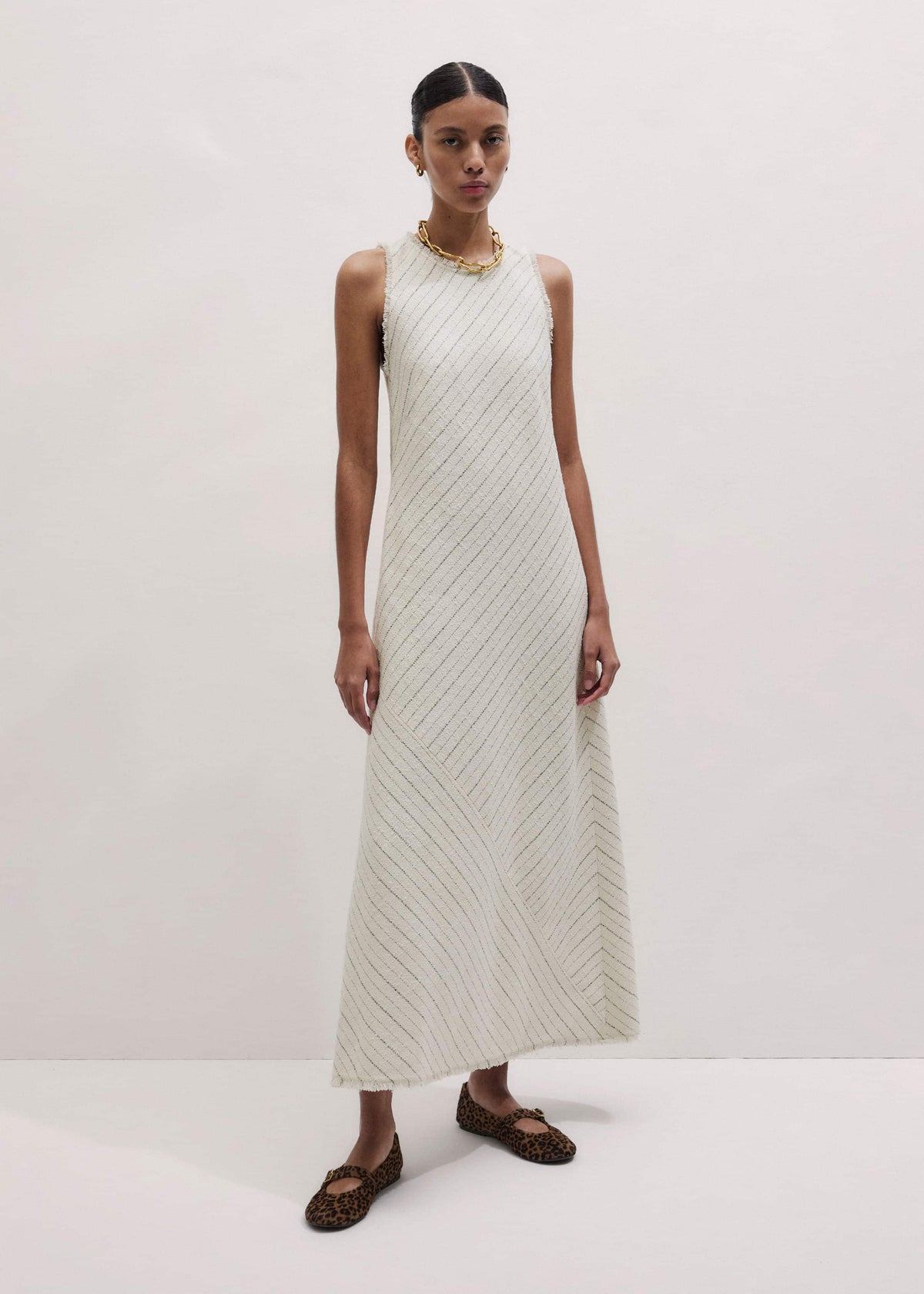 ME+EM Ivory Striped Bias Cut Maxi Dress