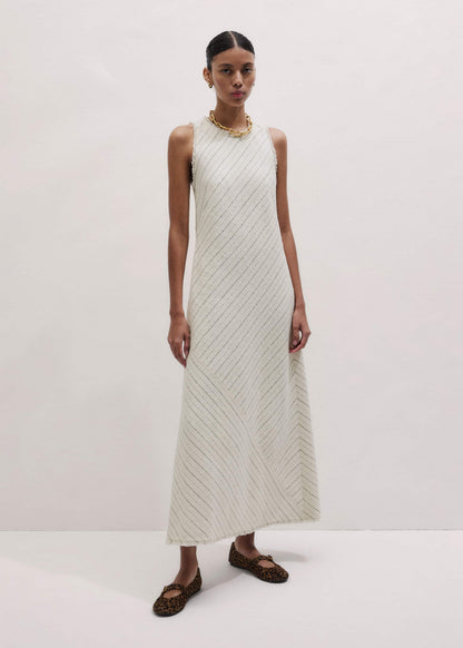 ME+EM Ivory Striped Bias Cut Maxi Dress