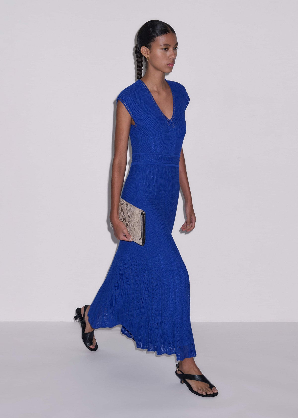 ME+EM Blue Pointelle Maxi Dress