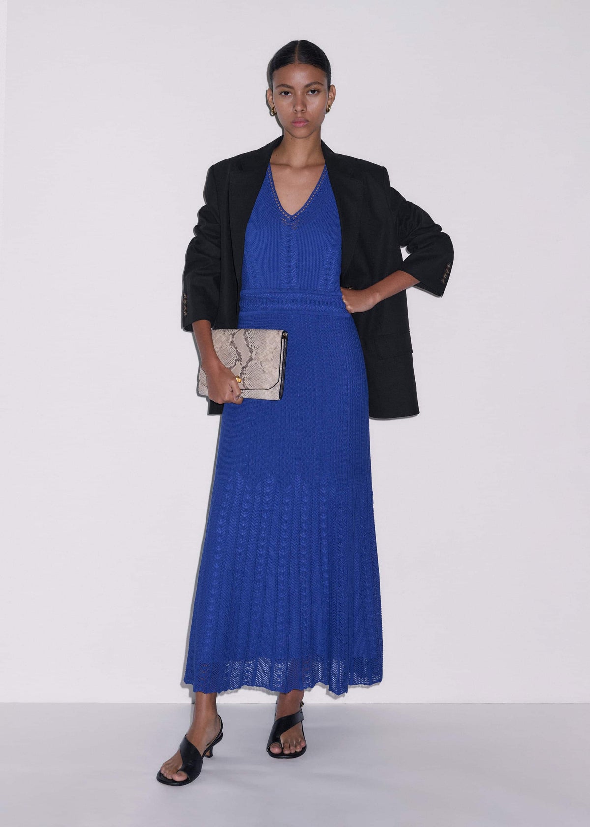 ME+EM Blue Pointelle Maxi Dress