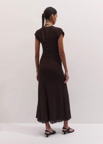 ME+EM Brown Pointelle Maxi Dress