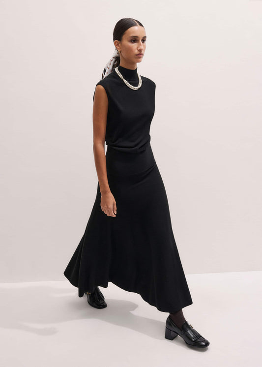 ME+EM Black High Neck Knit Maxi Dress + Layering Top