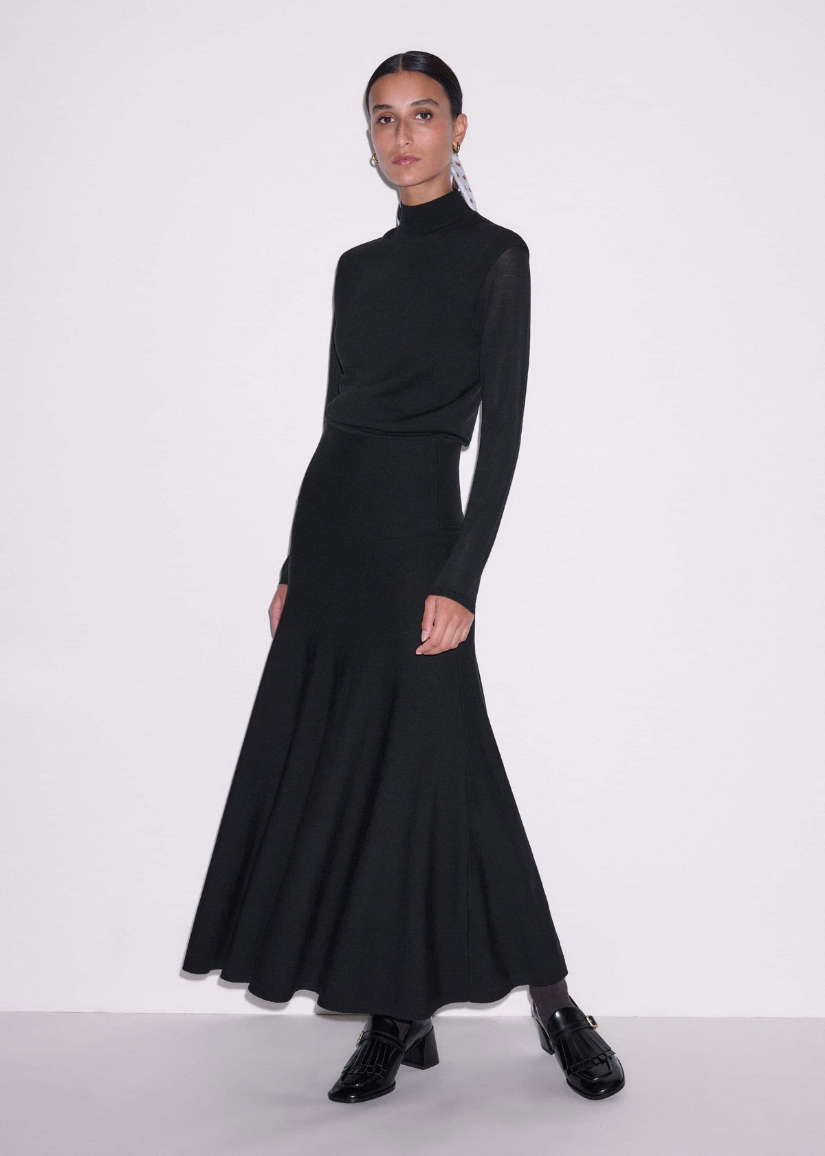ME+EM Black High Neck Knit Maxi Dress + Layering Top