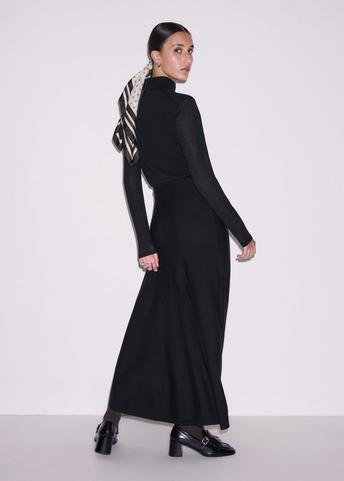 ME+EM Black High Neck Knit Maxi Dress + Layering Top