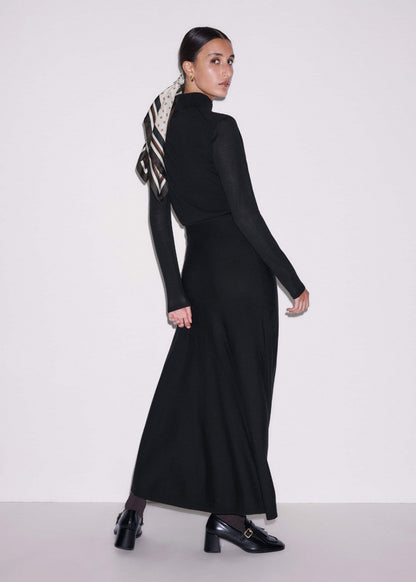ME+EM Black High Neck Knit Maxi Dress + Layering Top