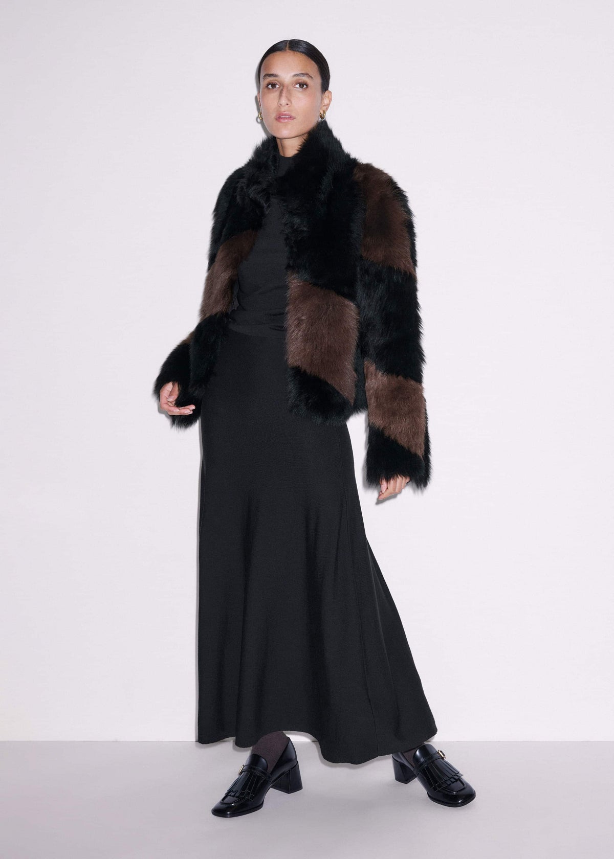 ME+EM Black High Neck Knit Maxi Dress + Layering Top