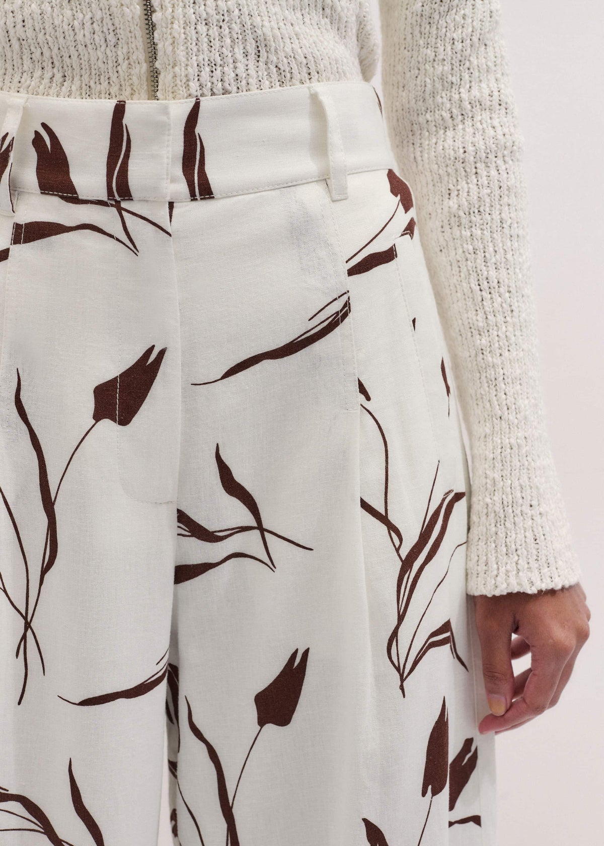 ME+EM Cream Crease-Less Linen Wide-Leg Pant