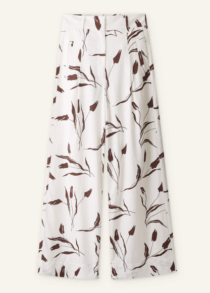 ME+EM Cream Crease-Less Linen Wide-Leg Pant