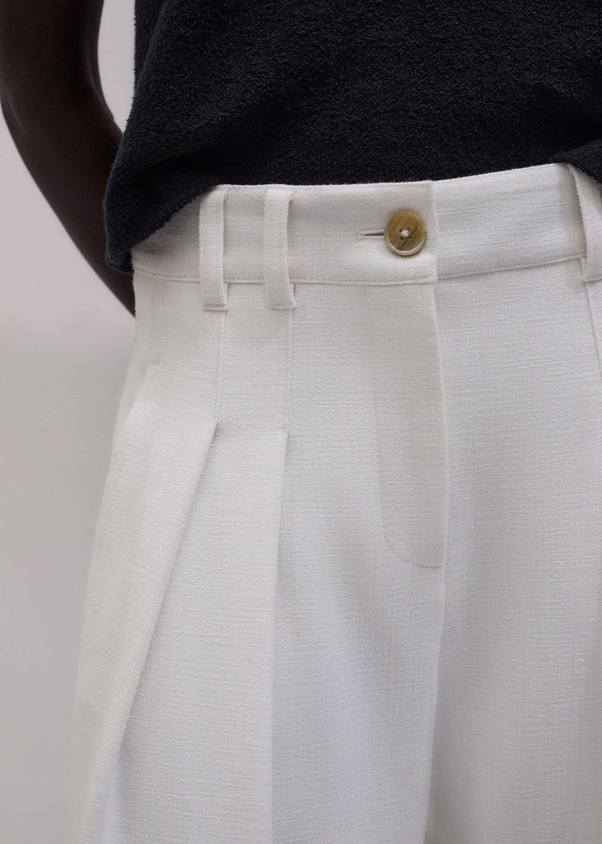 ME+EM Ivory Double Pleat Wide-Leg Pant
