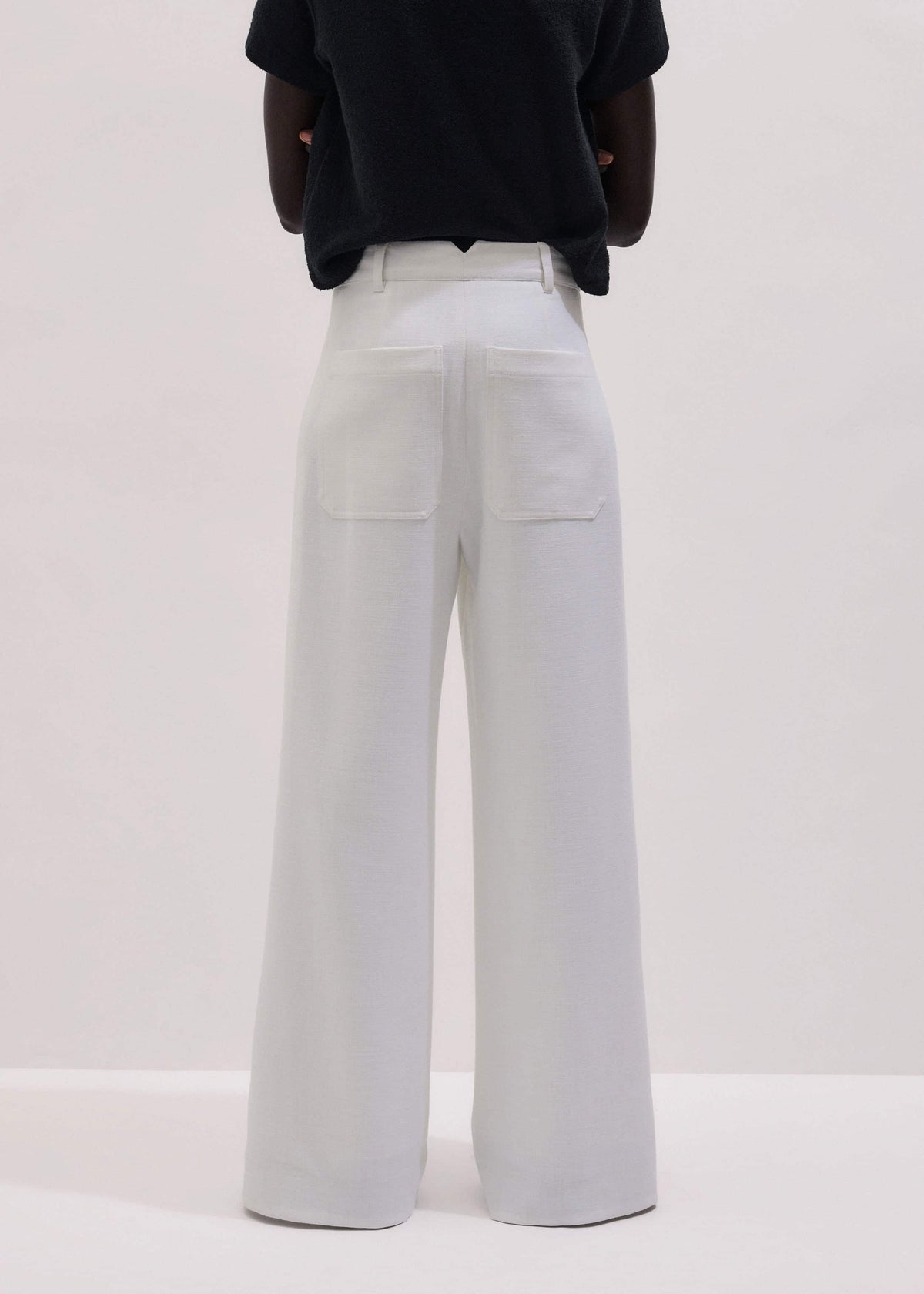 ME+EM Ivory Double Pleat Wide-Leg Pant