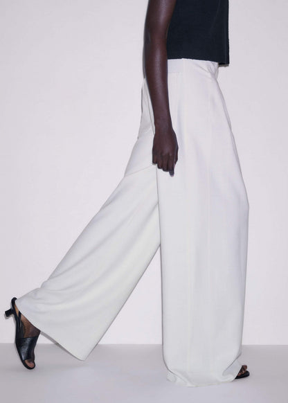 ME+EM Ivory Double Pleat Wide-Leg Pant