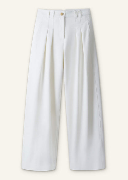 ME+EM Ivory Double Pleat Wide-Leg Pant