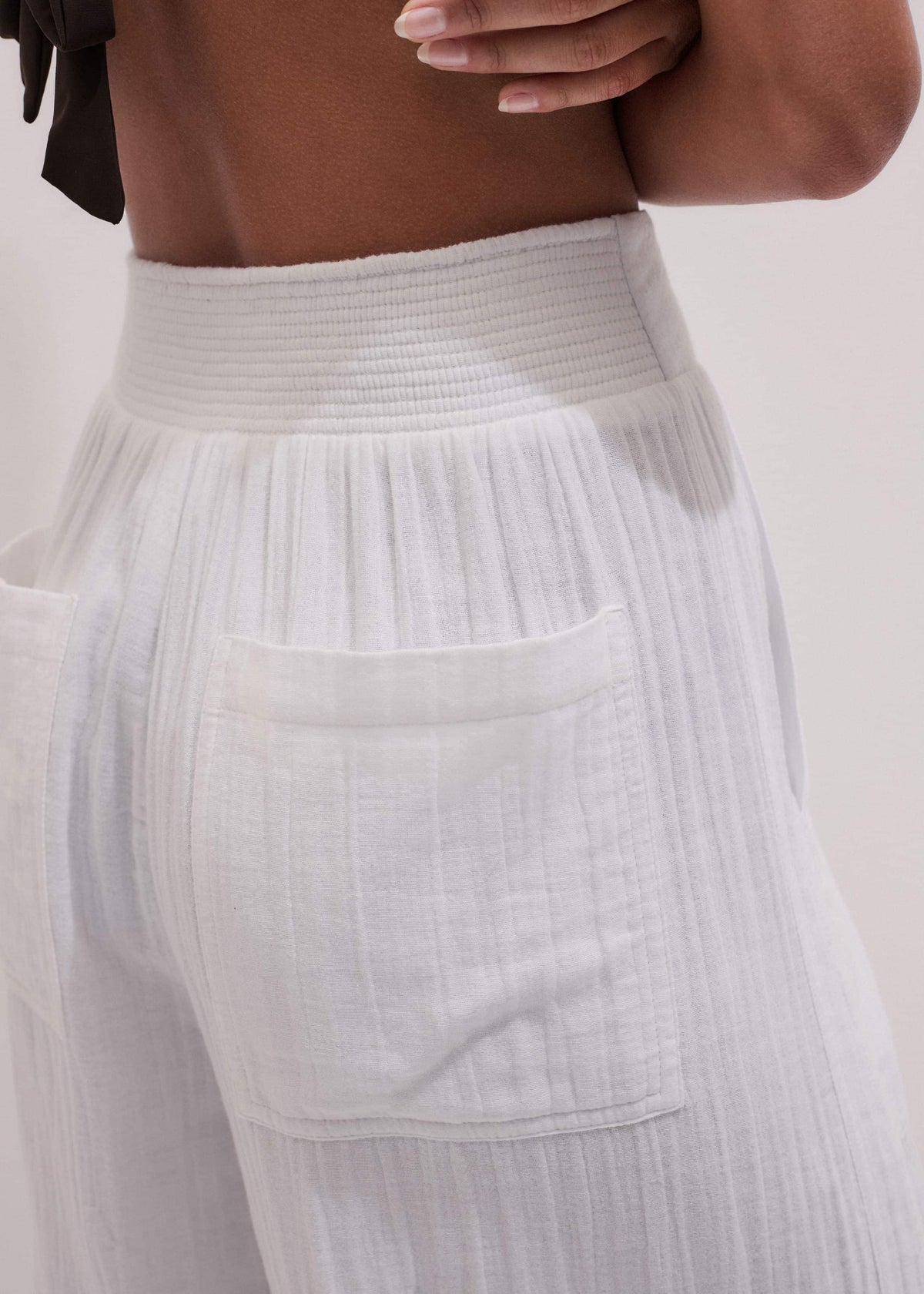 ME+EM White Cheesecloth Wide-Leg Pant